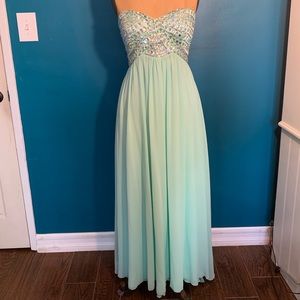 SEQUIN HEARTS MINT STRAPLESS DRESS